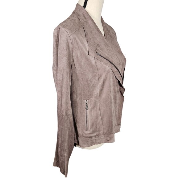 Kut From The Kloth Faux Seude Zip Up Jacket, Grey, Medium - Picture 6 of 16